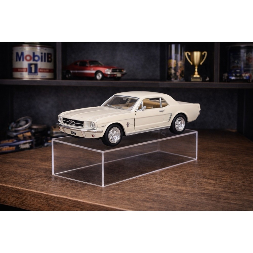 New Kinsmart 1964 Ford Mustang 1:36 Diecast White Cream Pullback KT5351D - Picture 3 of 10